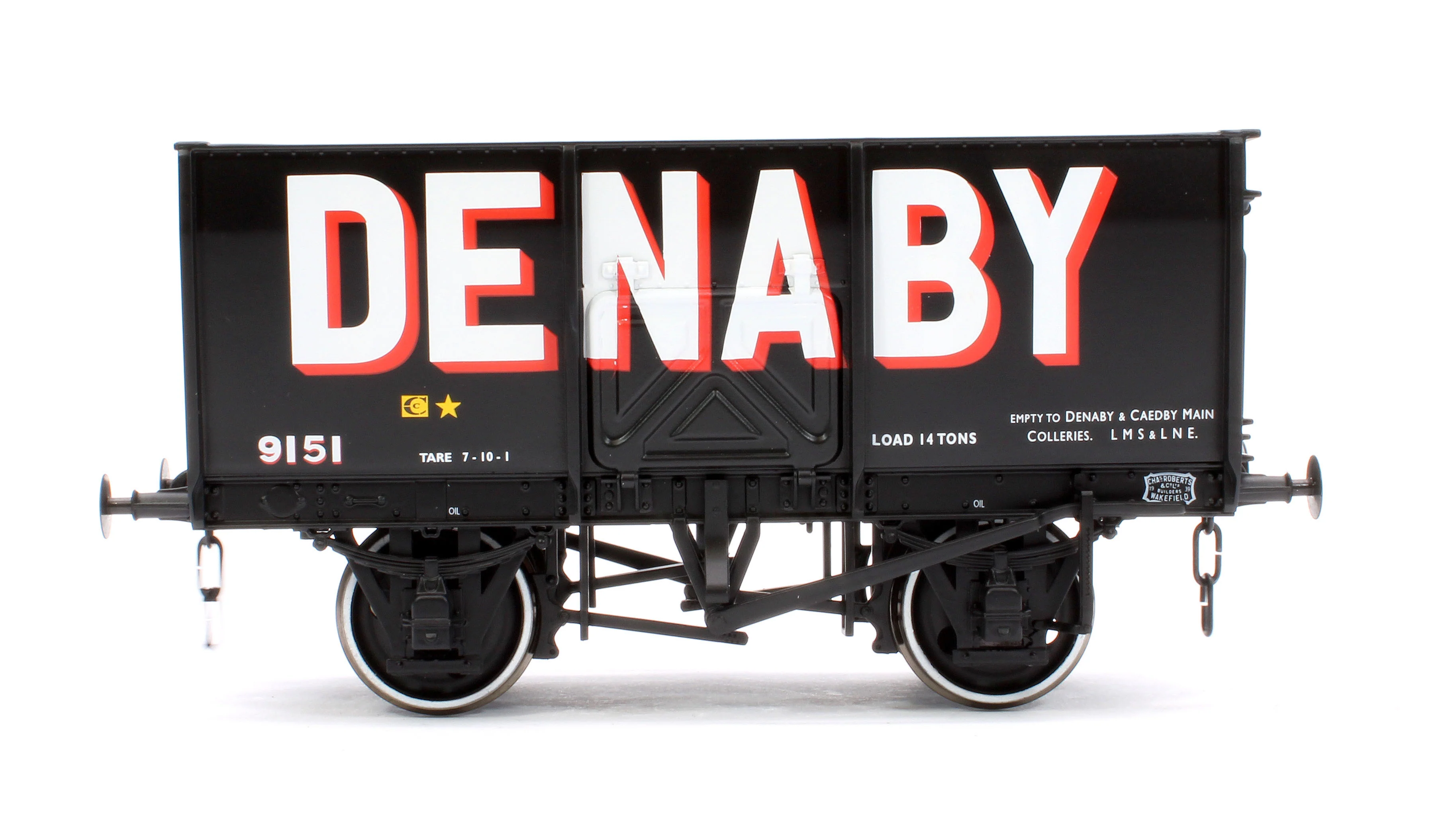7F-041-005 14T Slope Sided Mineral Wagon Black 9151 Denaby - Image 2