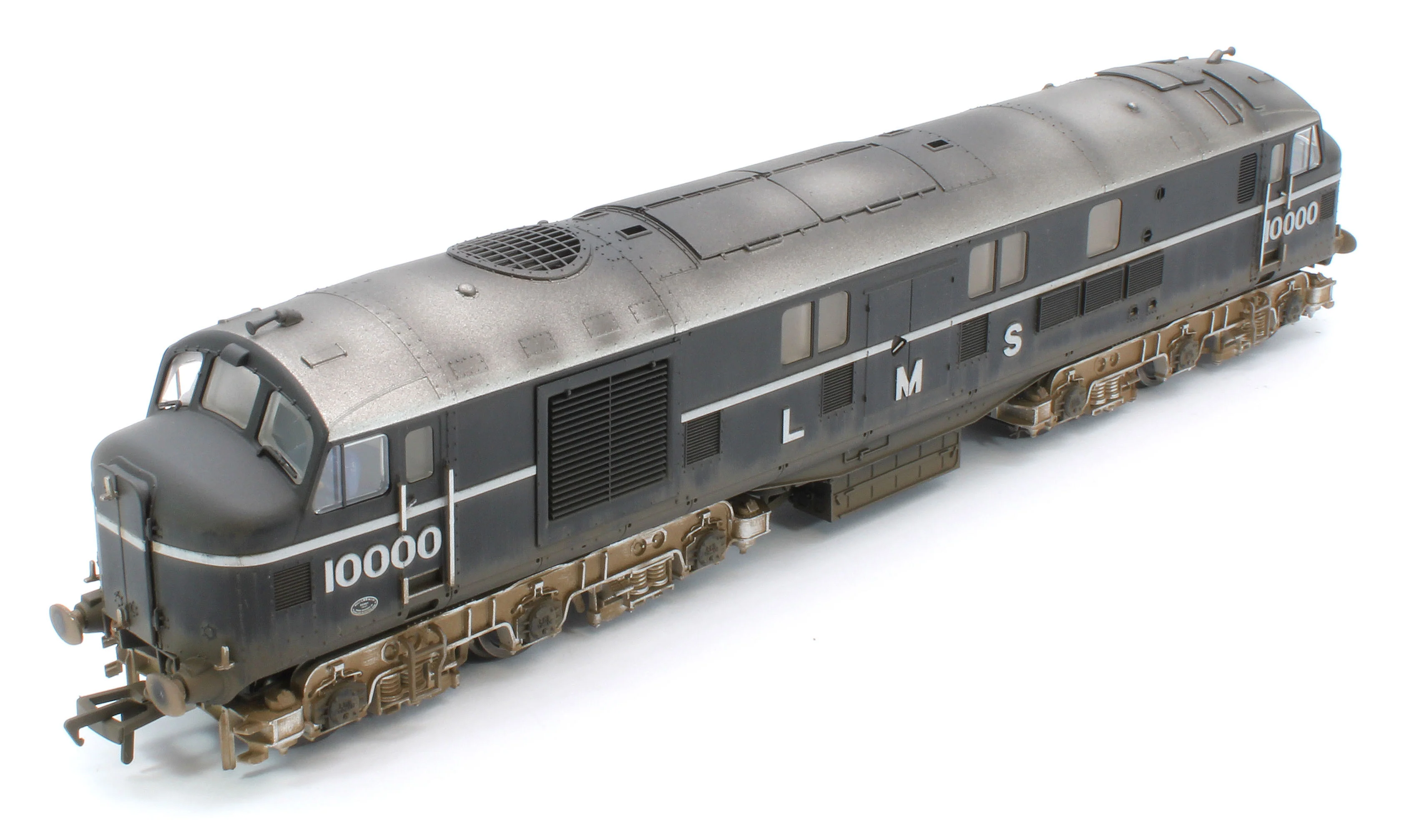 31-999ZW Bespoke Weathered LMS 10000 Black & Chrome With LMS Lettering Diesel Locomotive - Medium Weathered - Image 3