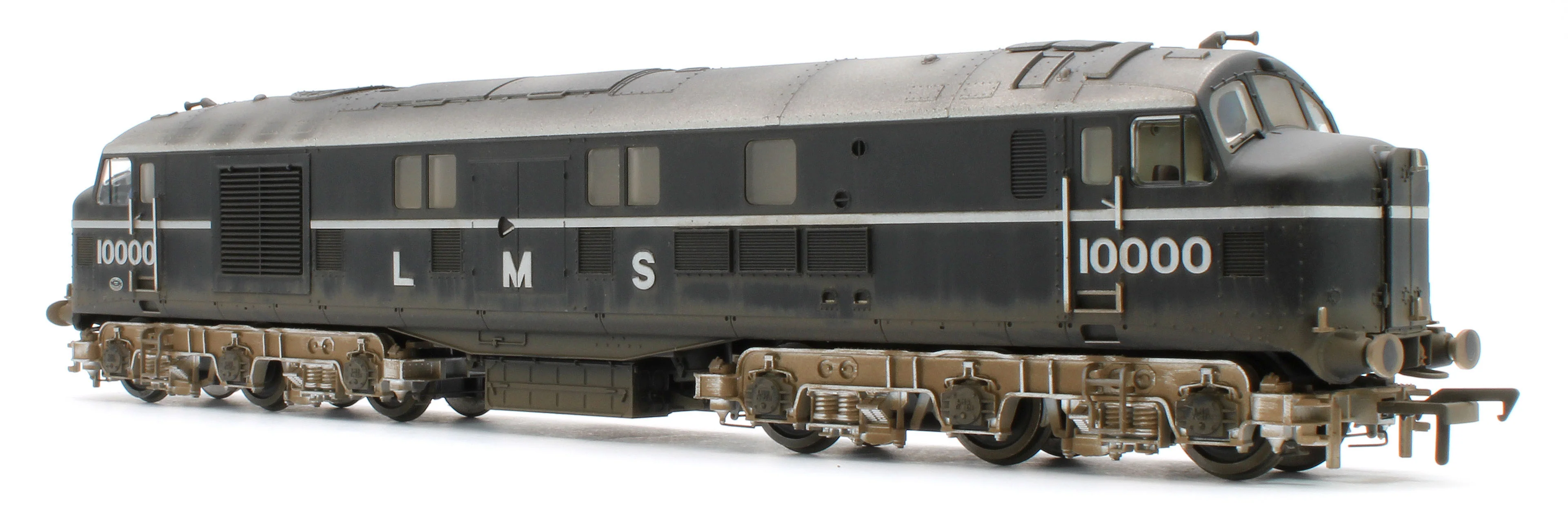 31-999ZW Bespoke Weathered LMS 10000 Black & Chrome With LMS Lettering Diesel Locomotive - Medium Weathered - Image 4