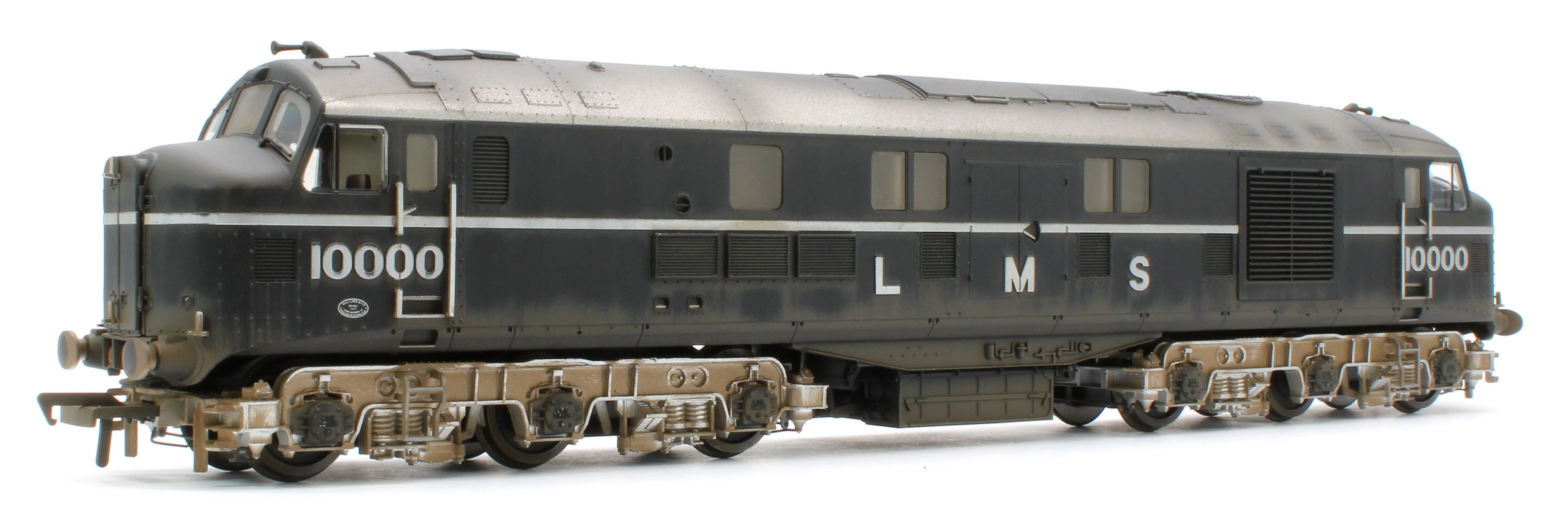 31-999ZW Bespoke Weathered LMS 10000 Black & Chrome With LMS Lettering Diesel Locomotive - Medium Weathered - Image 8