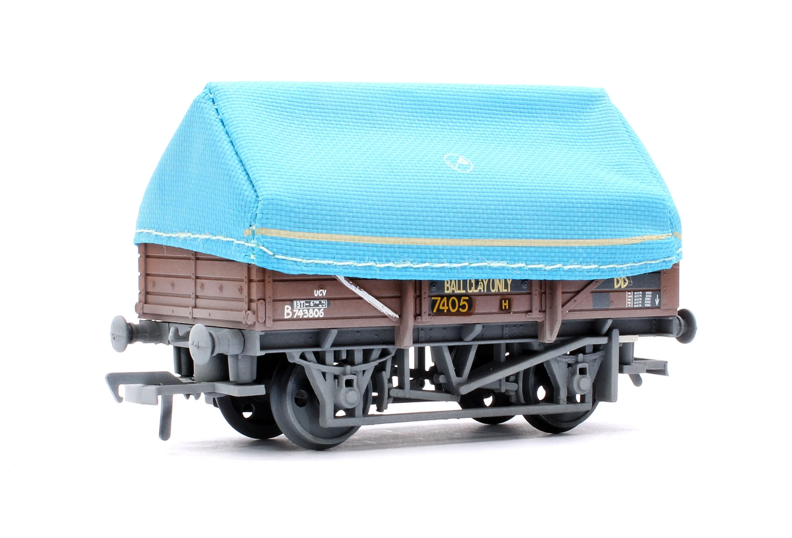 33-085C 5 Plank China Clay Wagon BR Bauxite (TOPS) With Hood B743806 - Weathered