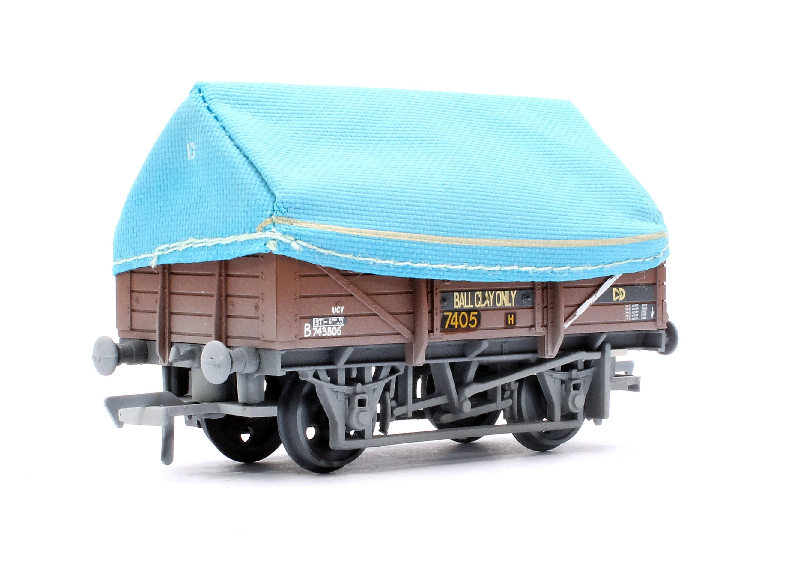 33-085C 5 Plank China Clay Wagon BR Bauxite (TOPS) With Hood B743806 - Weathered - Image 3