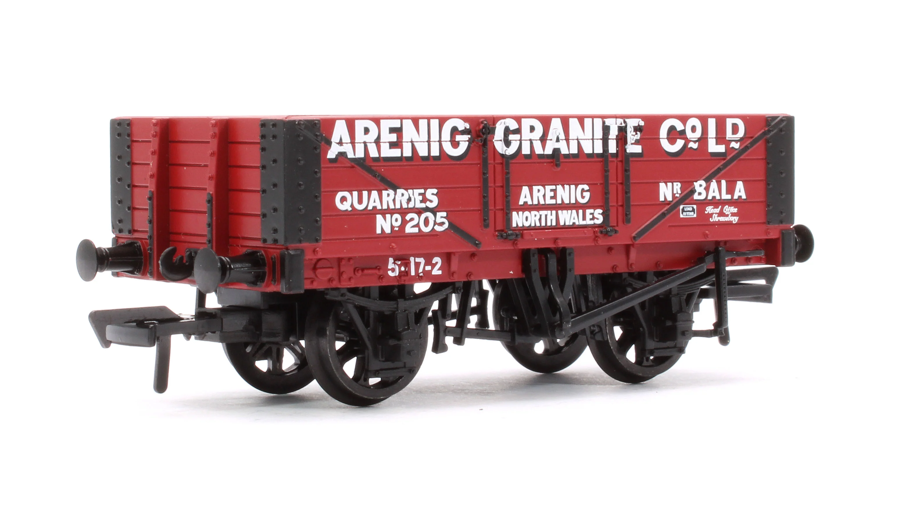 37-026B 5 Plank Wagon Steel Floor 'Arenig Granite Co. Ltd.' Red No.205 - Image 3