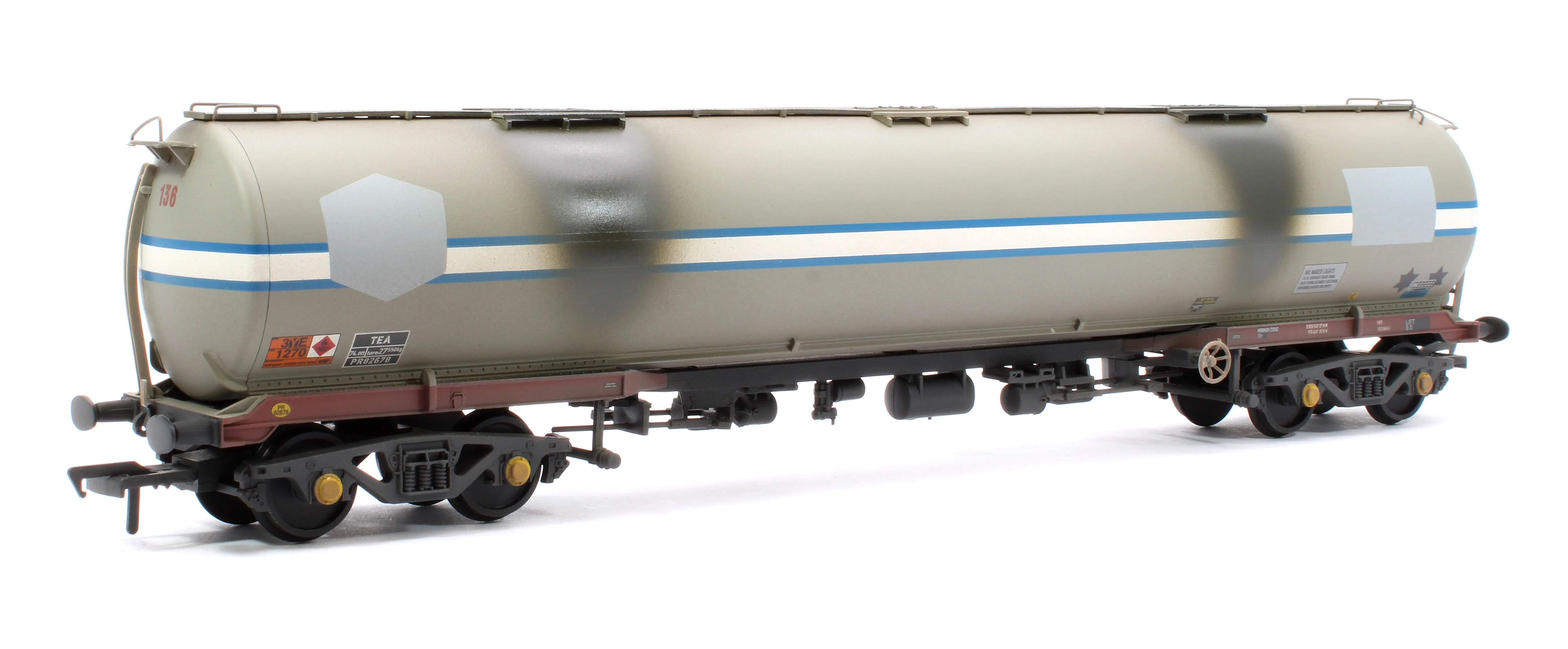 38-109B BR 102T TEA Bogie Tank Wagon Debranded (ex-Jet-Conoco) Light Grey No.PR82678 (ex-136)- Weathered - Image 3