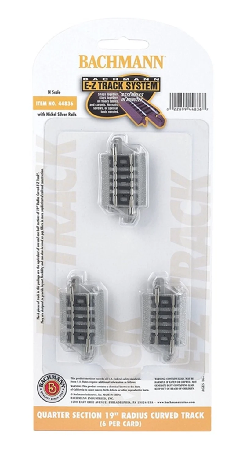 44836 Quarter Section 19'' Radius Curved Track (6/Card)