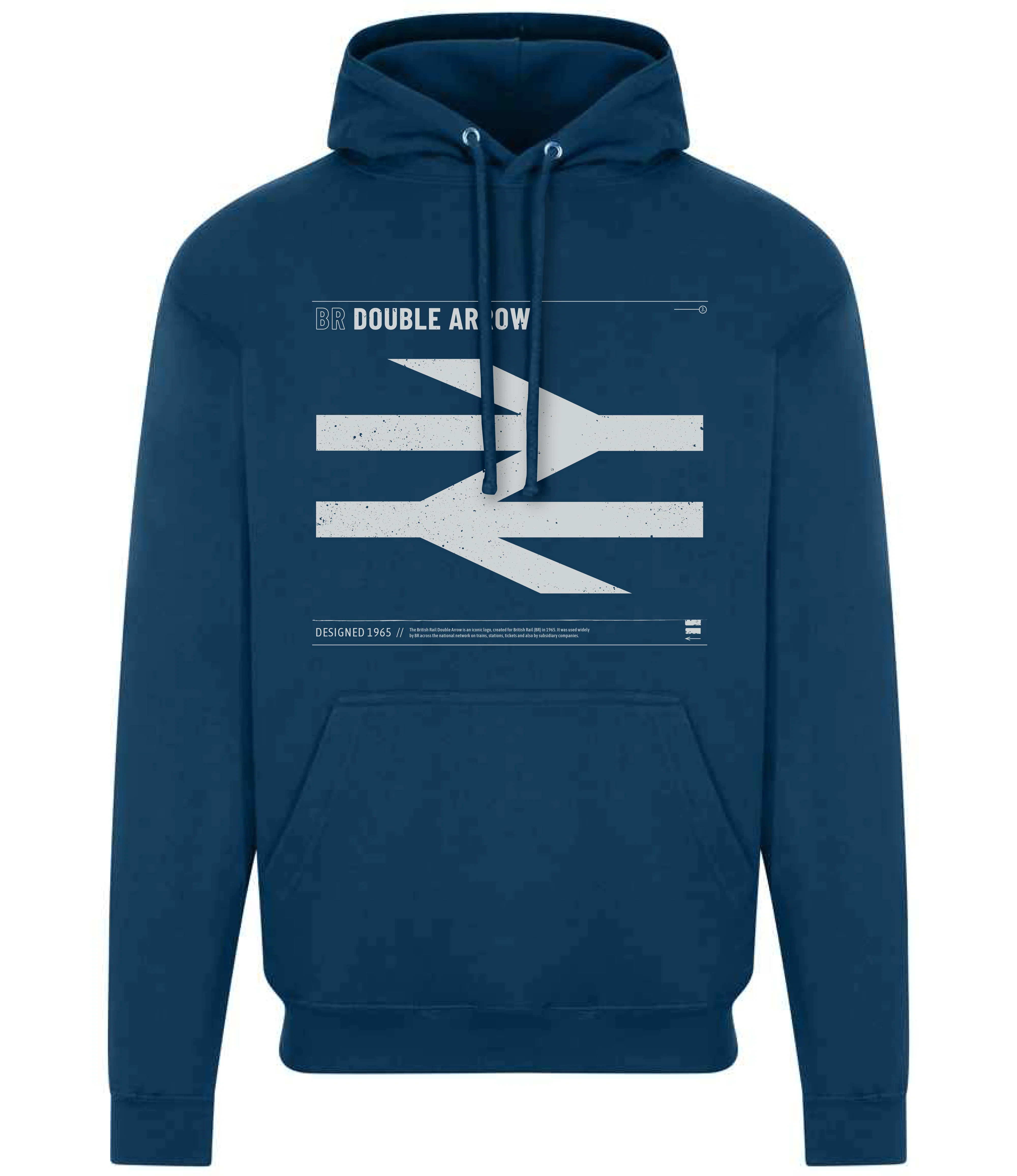 BRLOGO-HOODIE British Railways BR Double Arrow Logo Railway Hoodie (Blue)