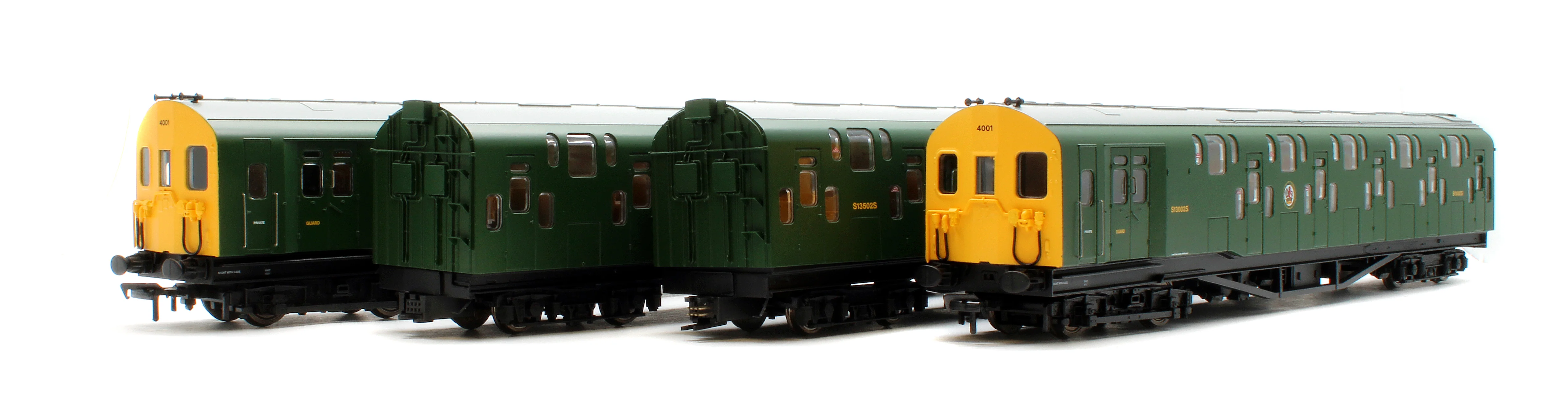 Bulleid Class 4DD Double Decker 4 Car EMU 4001/4901 BR Green with Full Yellow Ends
