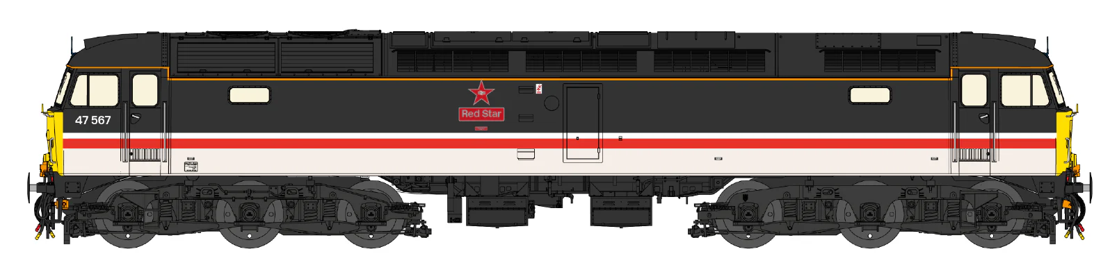 Highly Detailed Premium Weathered Class 47 Intercity Mainline 'Red Star' No.47567 Diesel Locomotive - DCC Sound