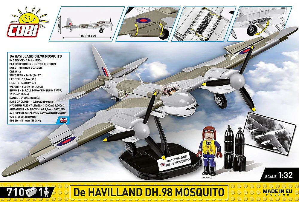 De Havilland DH-98 Mosquito WWII (695 pcs) Model Kit - Image 5