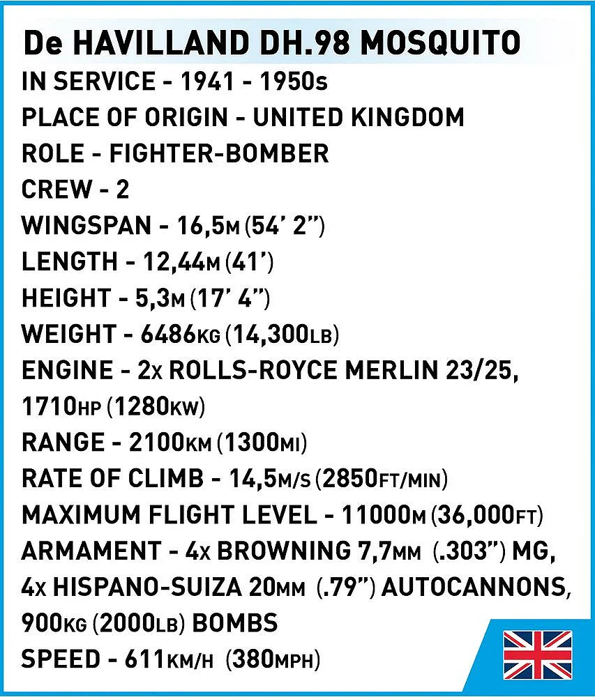 De Havilland DH-98 Mosquito WWII (695 pcs) Model Kit - Image 9