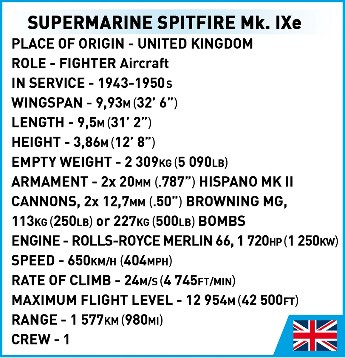 Supermarine Spitfire MK.IXE WWII Model Kit - Image 8