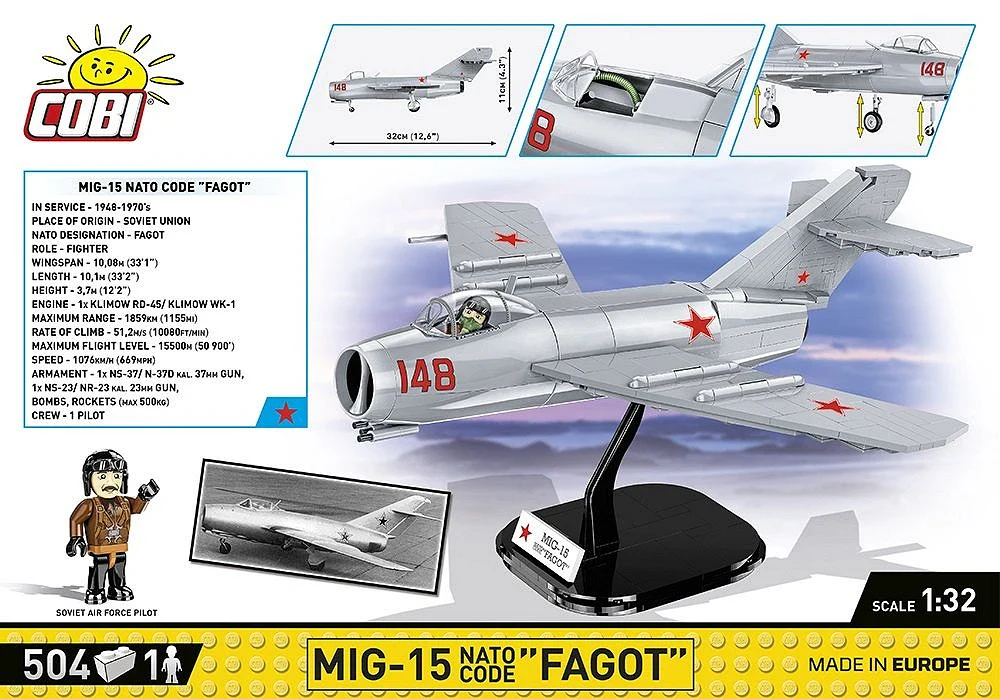 MIG-15 Fagot Korean War (504 pcs) Model Kit - Image 7