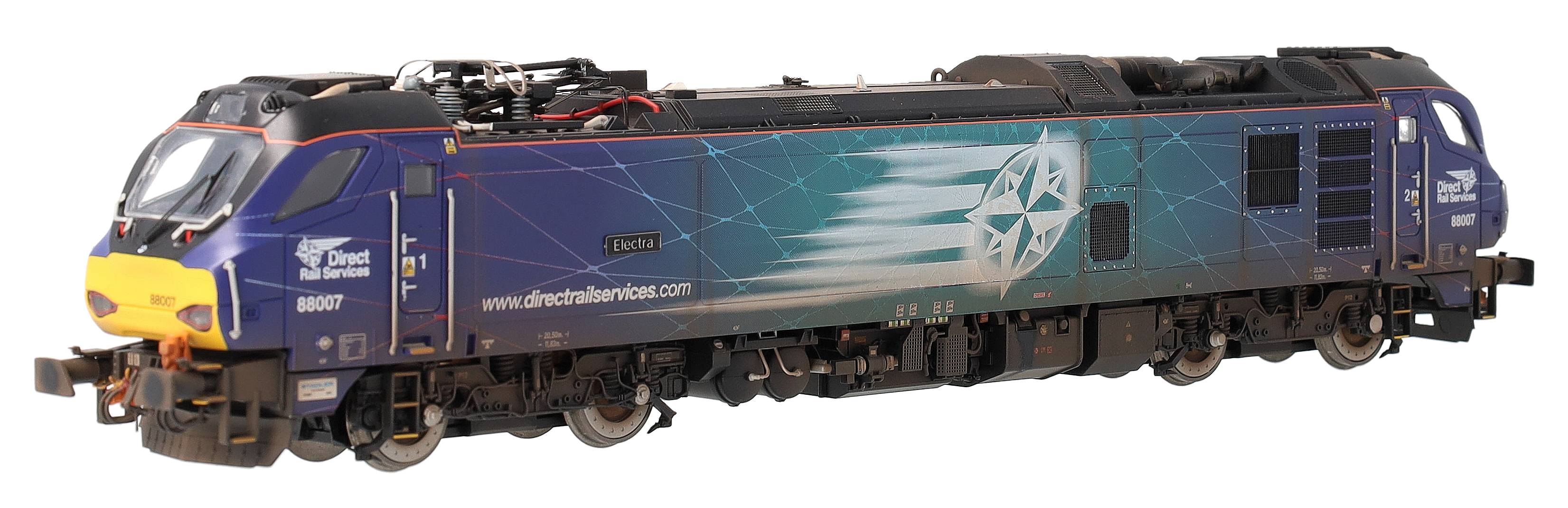 Highly Detailed Premium Weathered Class 88 'Electra' 88007 DRS Electro-Diesel Locomotive (DCC Sound & Working Pantograph)