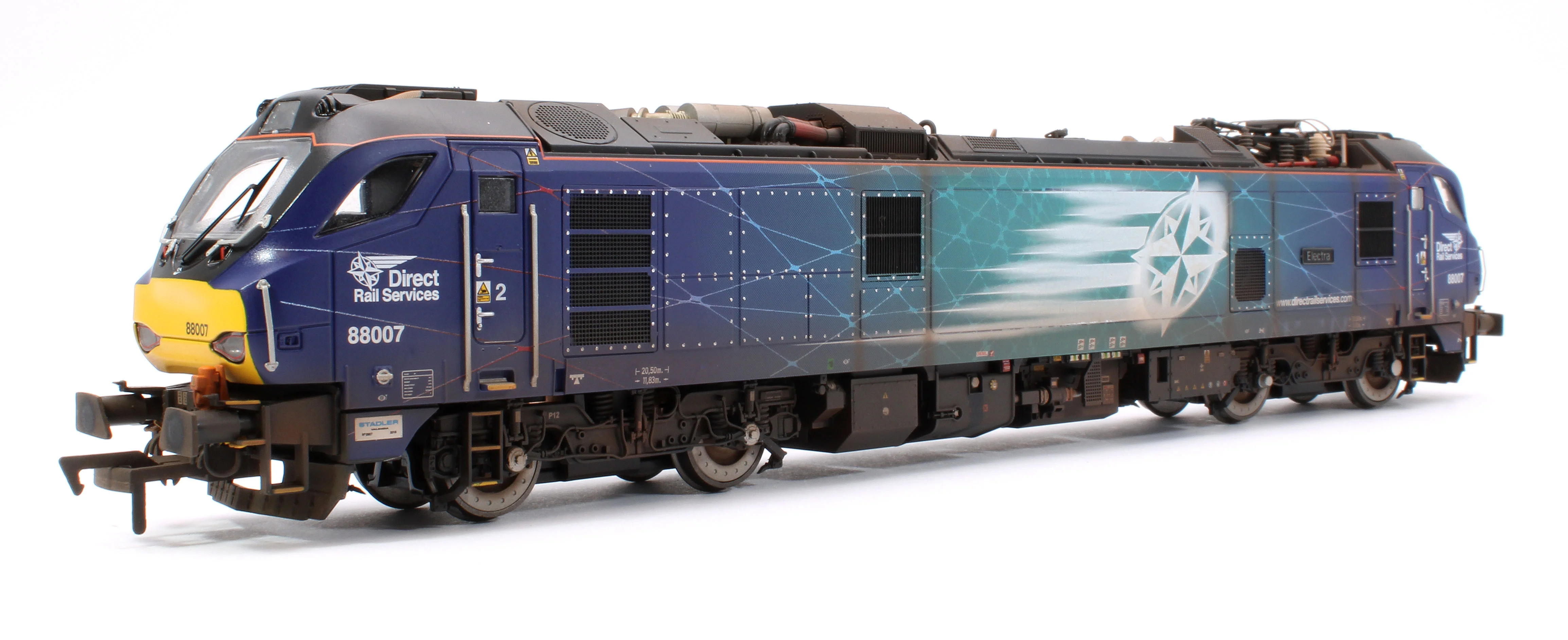 Highly Detailed Premium Weathered Class 88 'Electra' 88007 DRS Electro-Diesel Locomotive (DCC Sound & Working Pantograph) - Image 3