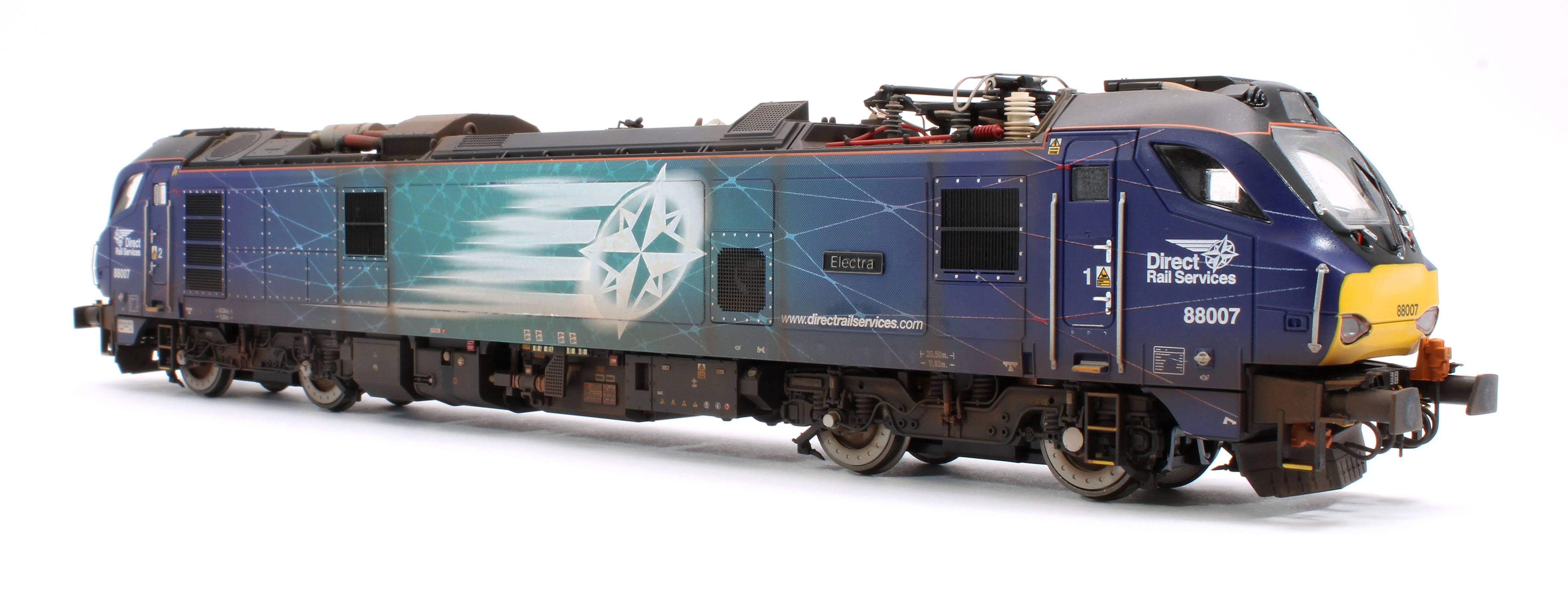 Highly Detailed Premium Weathered Class 88 'Electra' 88007 DRS Electro-Diesel Locomotive (DCC Sound & Working Pantograph) - Image 4