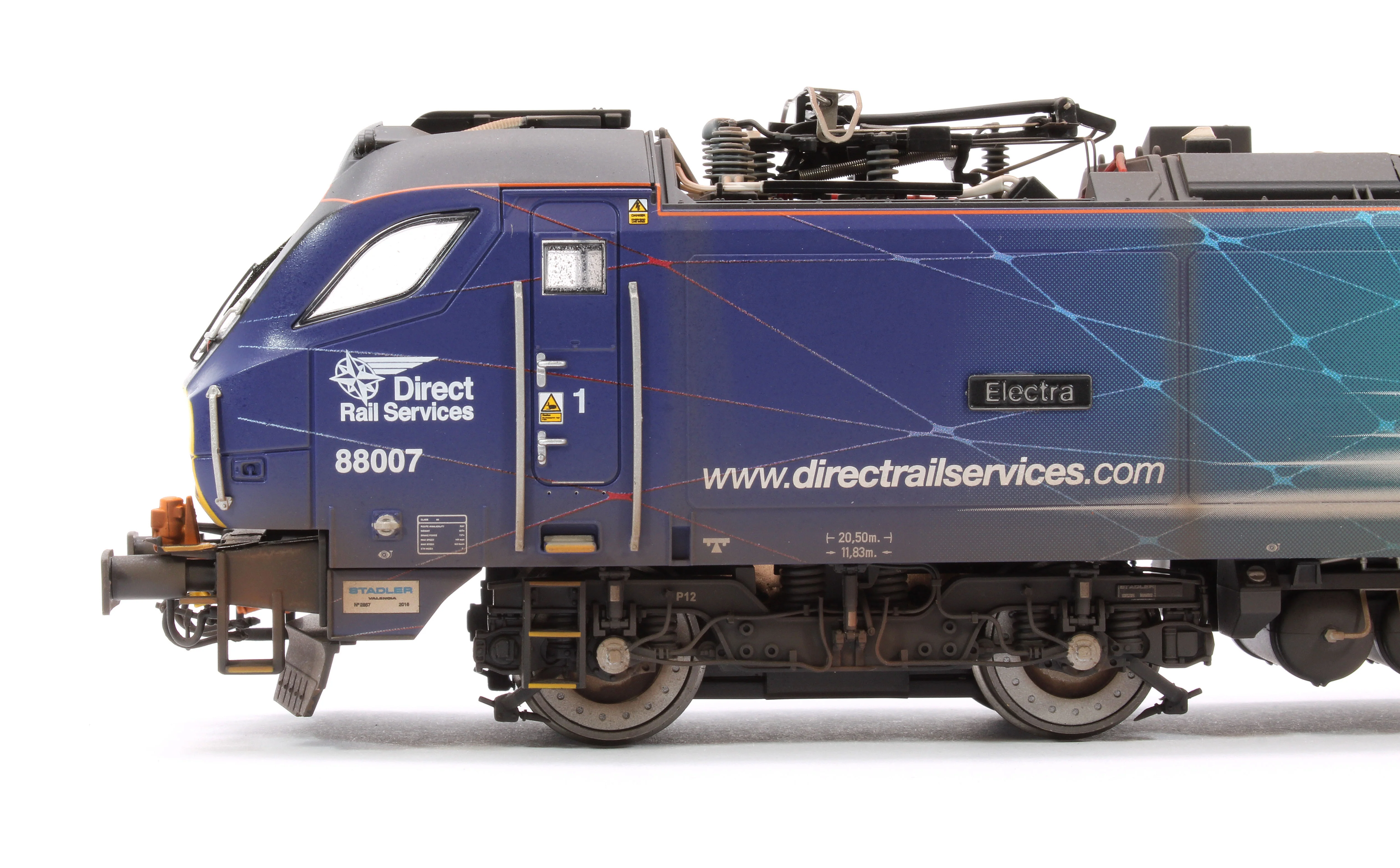 Highly Detailed Premium Weathered Class 88 'Electra' 88007 DRS Electro-Diesel Locomotive (DCC Sound & Working Pantograph) - Image 7