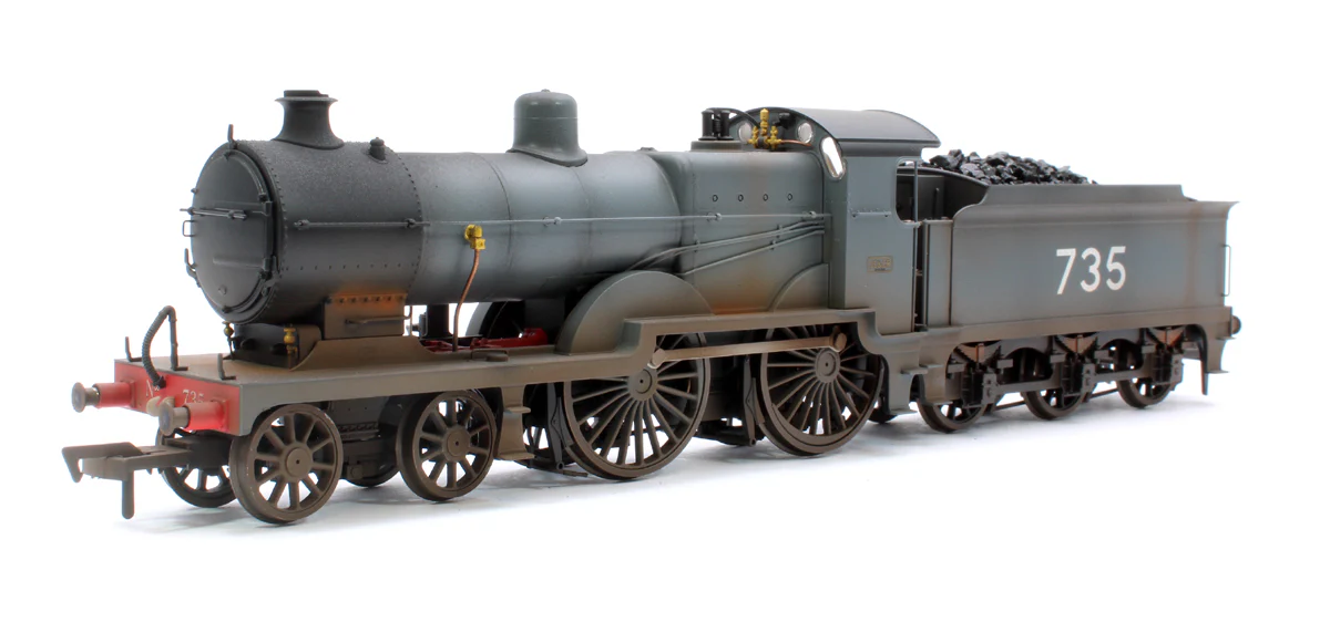 4S-028-001DWL Highly Detailed Premium Weathered SECR Maunsell D1 Class SECR Grey 4-4-0 Steam Locomotive No.735