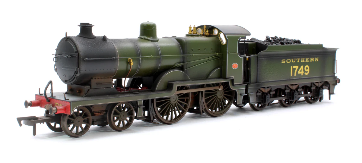 4S-028-002DWL Highly Detailed Premium Weathered SECR Maunsell D1 Class Southern SR Maunsell Olive Green 4-4-0 Steam Locomotive No.1749