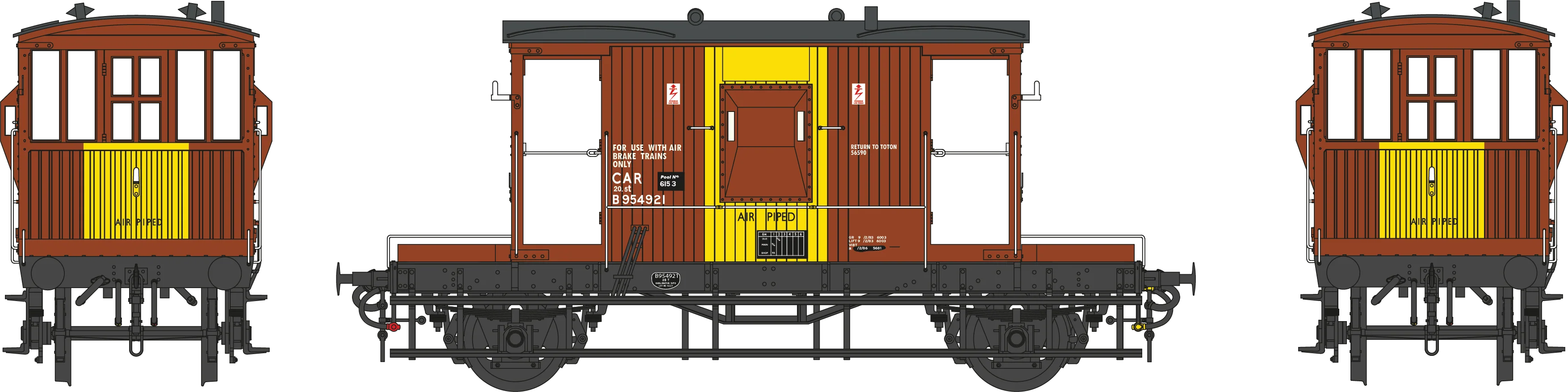 BR 20T Brake Van Diagram 1/507 B954921 BR Bauxite CAR - Image 2