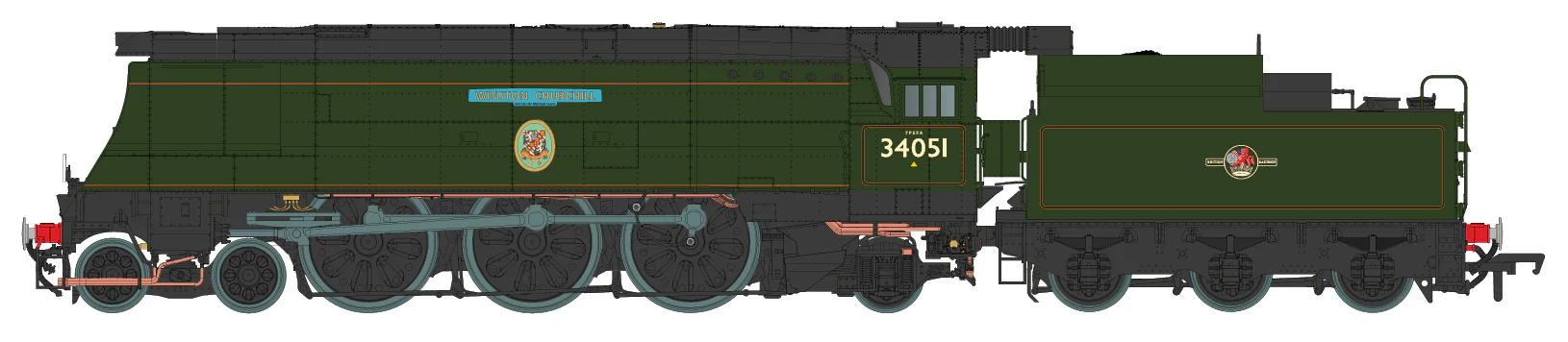 Black Label Battle of Britain Winston Churchill 34051 BR Green Totem Steam Locomotive - DCC Sound & Smoke - Image 13