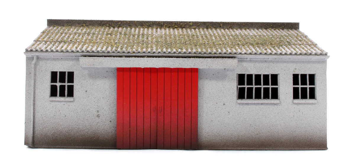 BS4000 Concrete Workshop Garage Sloped Roof - Red Doors - Image 2