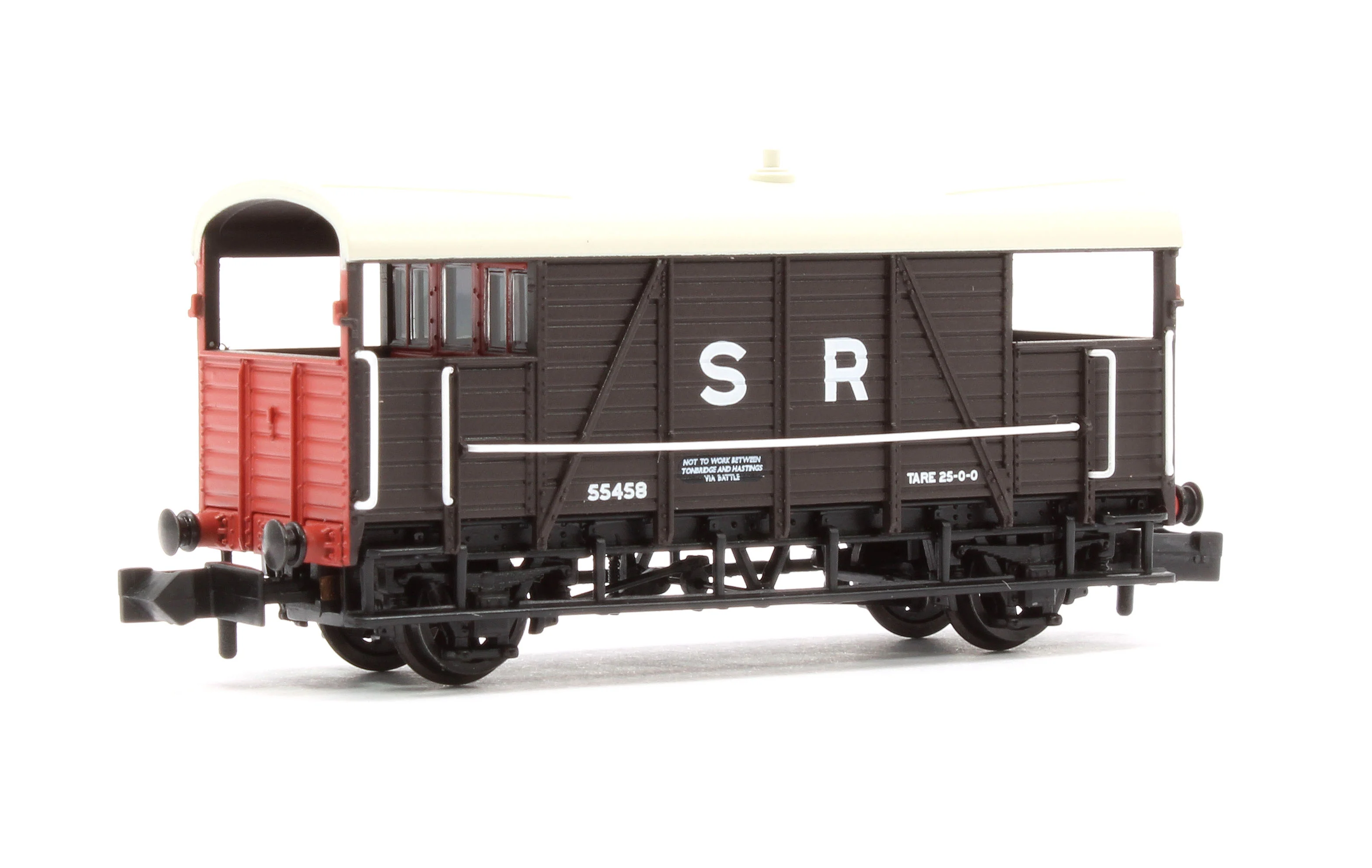 378-026A SE&CR 25T 'Dance Hall' Brake Van SR Brown No.55458 - Image 3