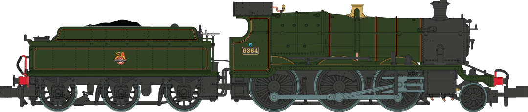 2S-043-005 GWR Churchward Built 63xx 2-6-0 Mogul 6364 BR Green, Early Crest