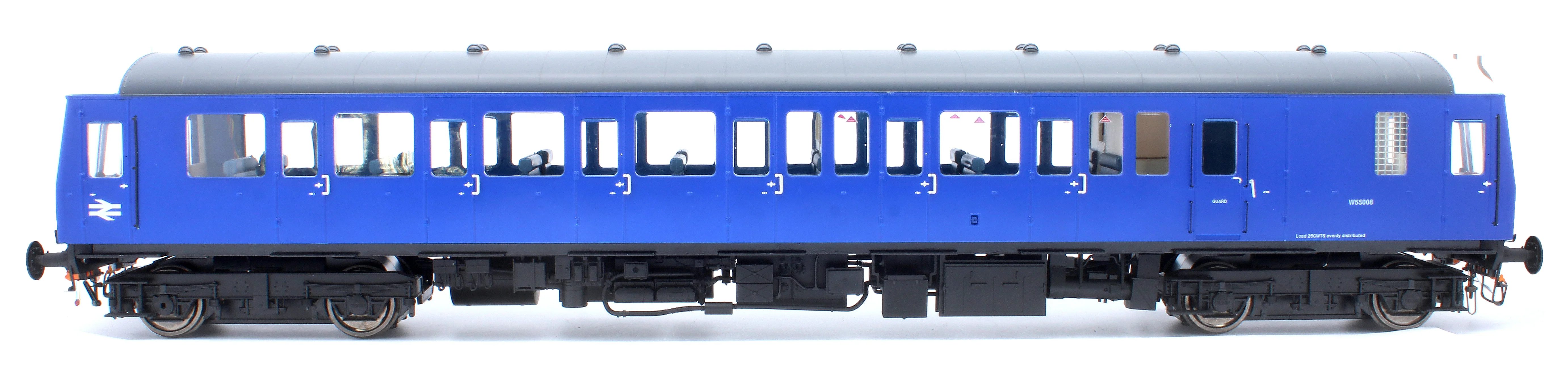 1226 Class 122 BR Blue Small Yellow Panel (White Cab Roof) Single Car DMU W55008 - Image 5