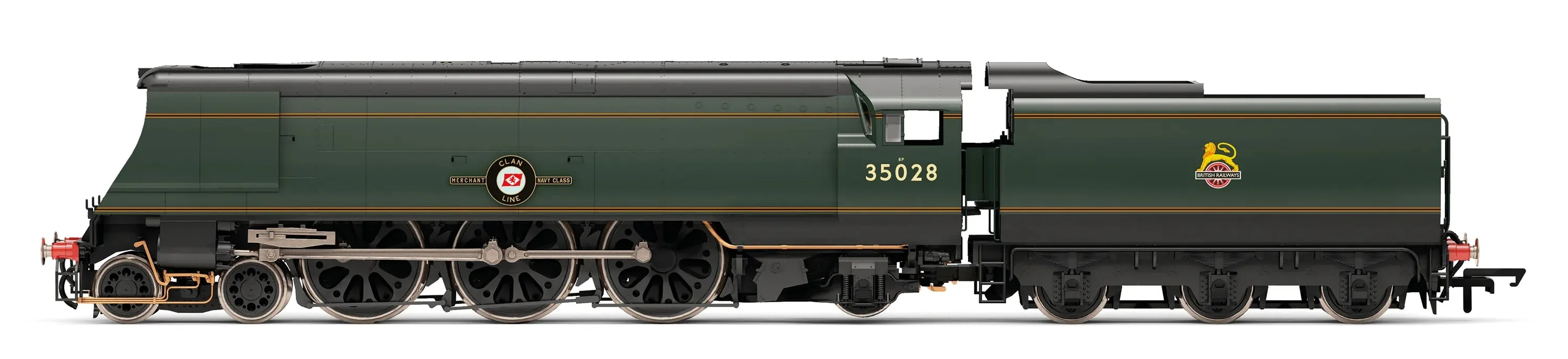 R30472SS Merchant Navy 4-6-2 BR Green Early Emblem 35028 "Clan Line" Steam Locomotive - DCC Sound & Smoke