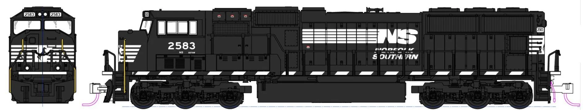 176-7614 EMD SD70M Flat Radiator Norfolk Southern 2586