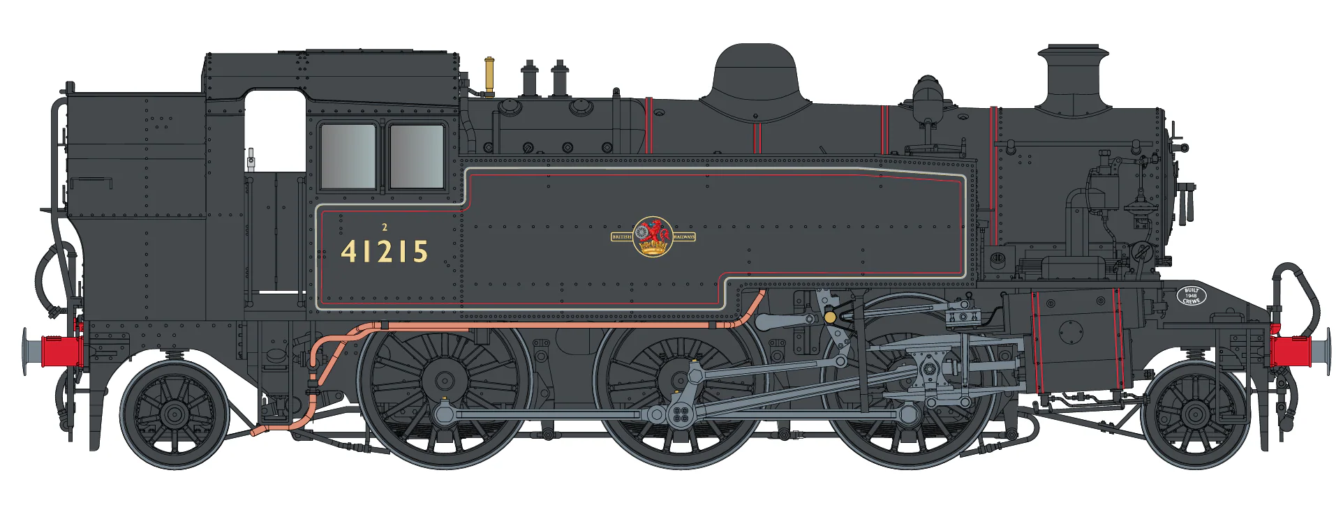 LHT-S-041-007S Ivatt Class 2 2-6-2T 41215 BR Lined Black Late Crest Push Pull Steam Locomotive - Sound Fitted - Image 2
