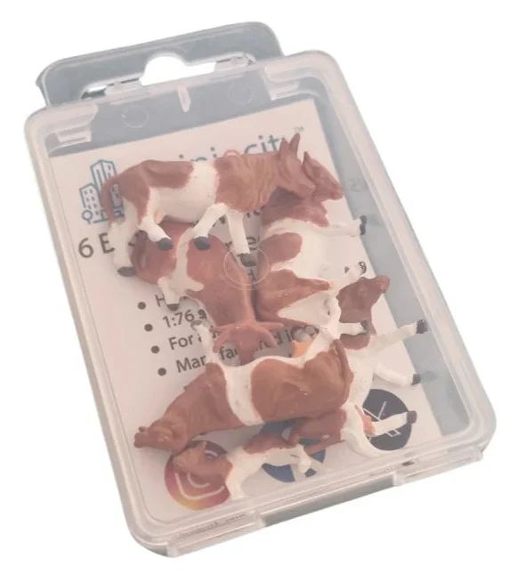 1:76 Scale Brown & White Cows Figures (Pack of 6) - Image 2