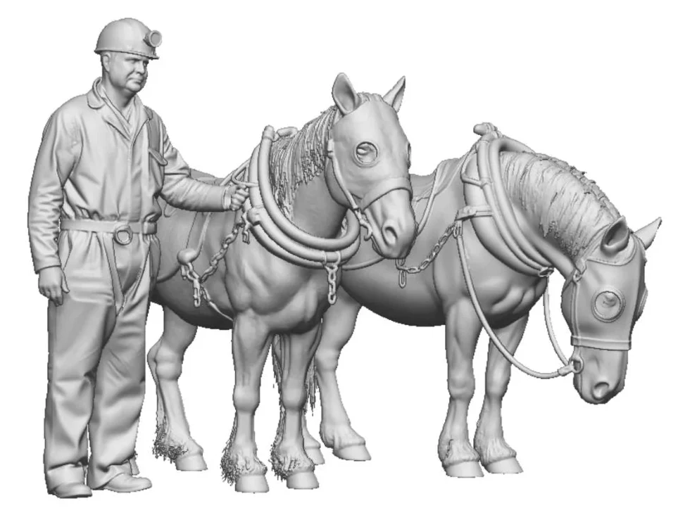 N Gauge - Pets, Wildlife & Livestock - Pit Ponies and Miner