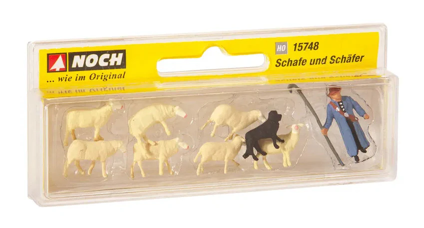 Shepherd (1) Sheep (7) & Sheepdog (1) Figure Set - Image 2
