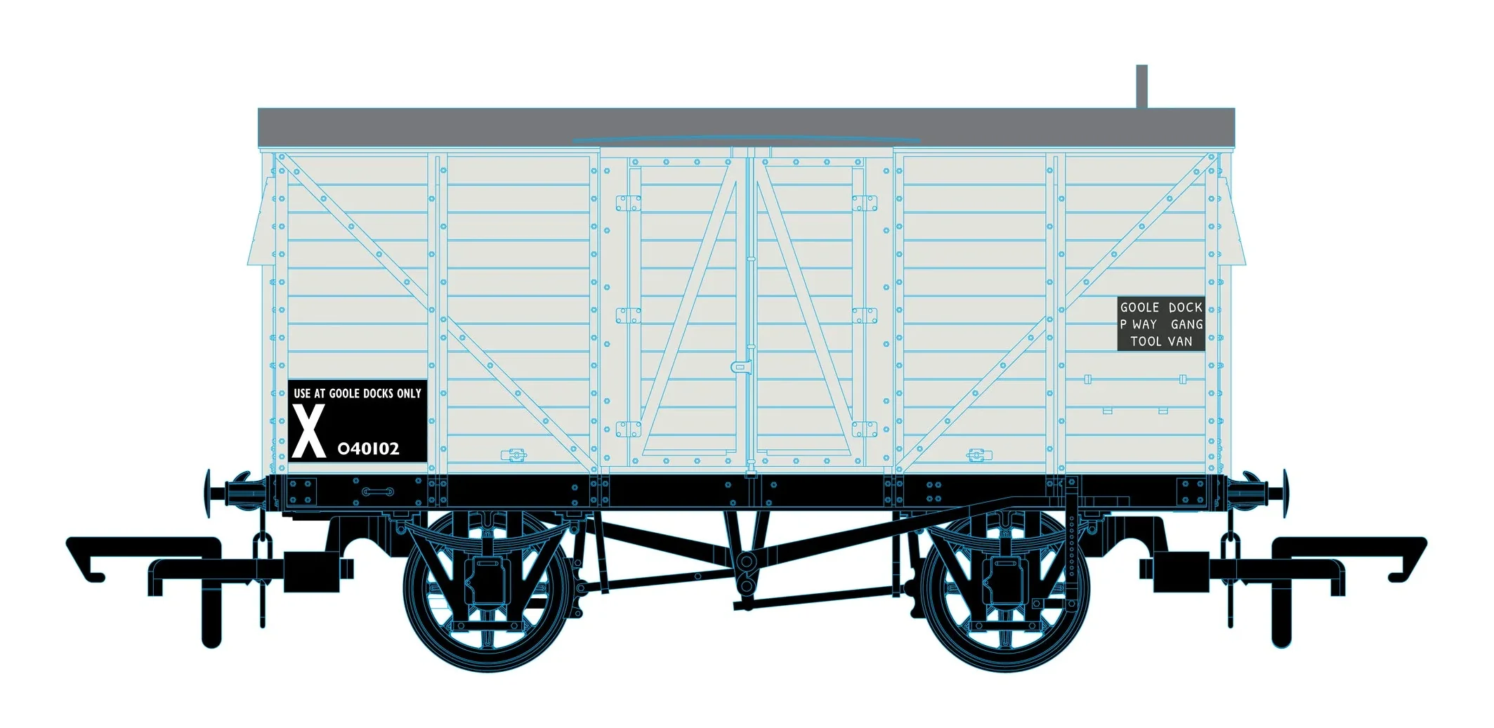 GER 10t Covered Van P Way Tool Van Goole Dock 040102