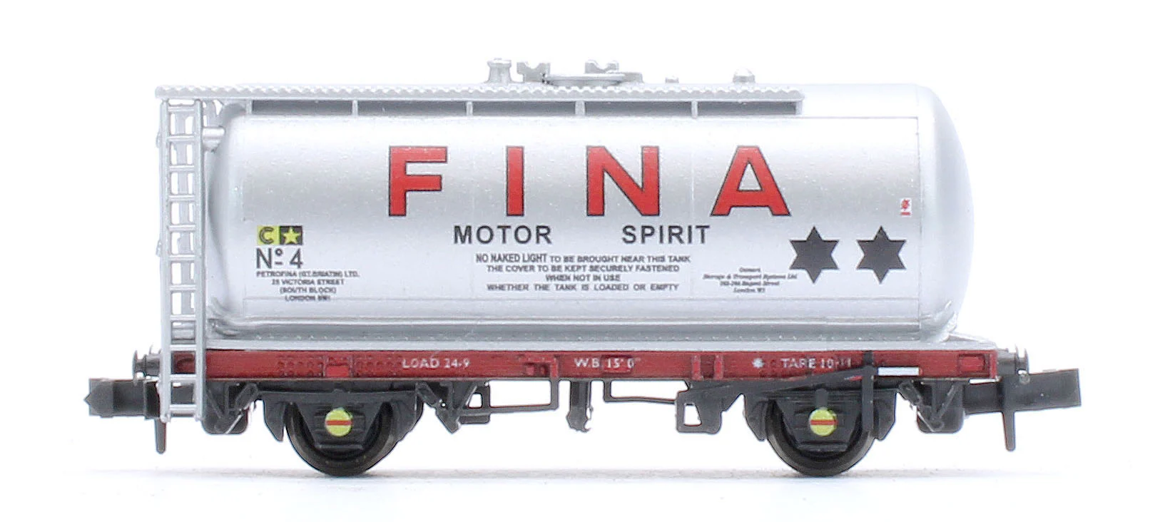 N Gauge Tank Wagon 15ft WB Fina Motor Spirit No. 4 - Image 2