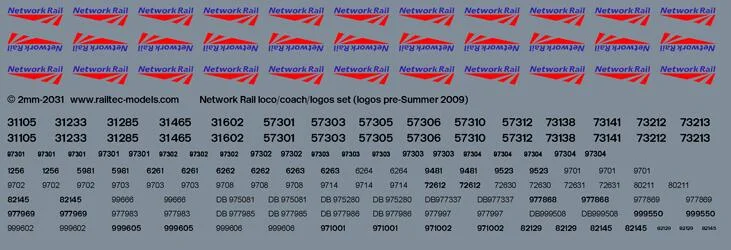 Network Rail logos/locos/coaches set Transfer