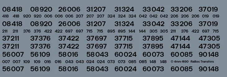 BR Black Loco Ready-Made numbers OO Gauge Waterslide Decals Transfer