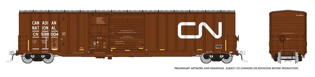 193003A HO Trenton Works 6348 boxcar: CN - w/conspicuity stripes: Single Car #1