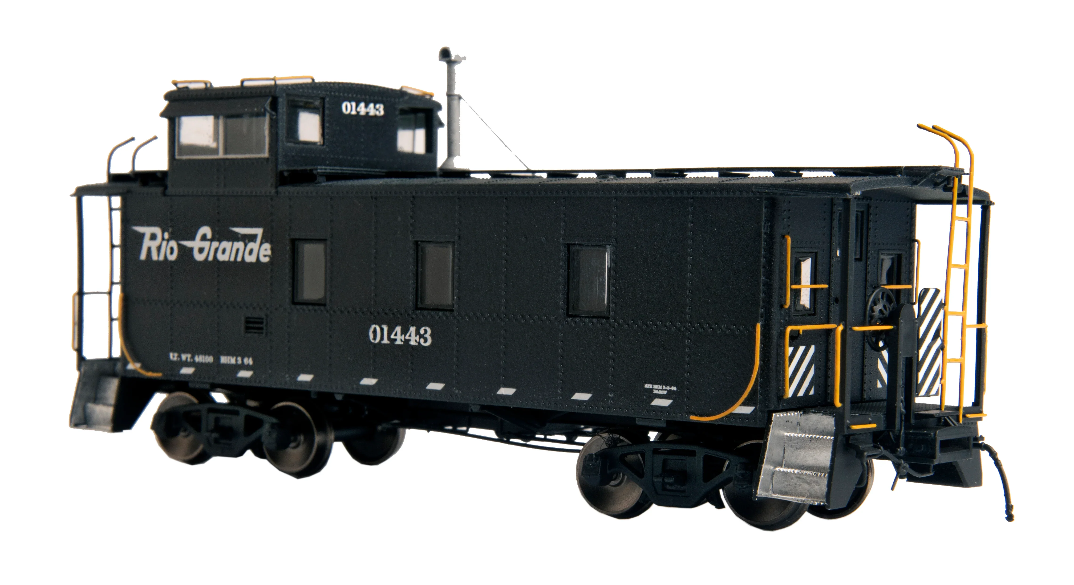 225003 HO D&RGW End Cupola As-built Steel Caboose: Black Scheme: #01408
