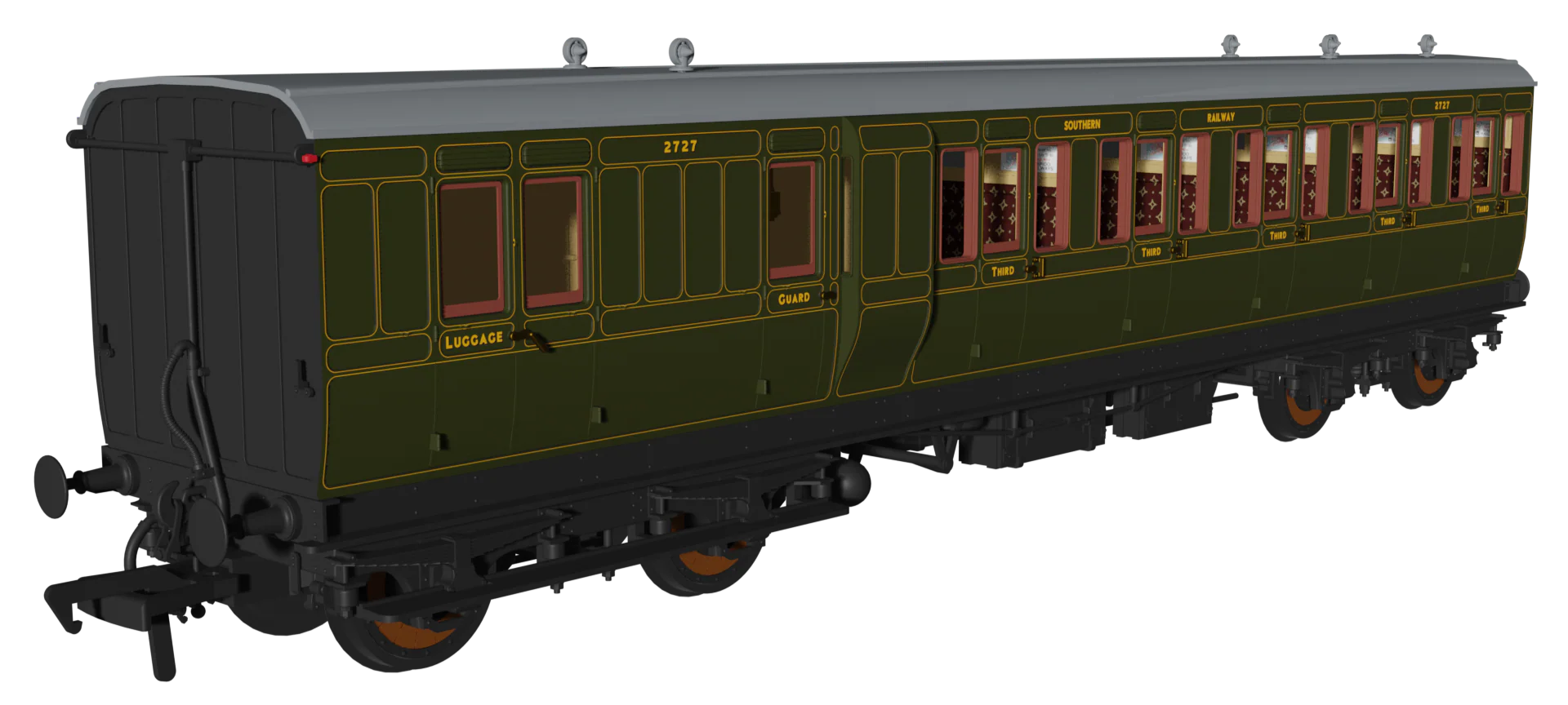 'Evolution' 48' SR Olive Non-Corridor Carriage No.2727, 565 & 5017 Triple Pack - Image 3