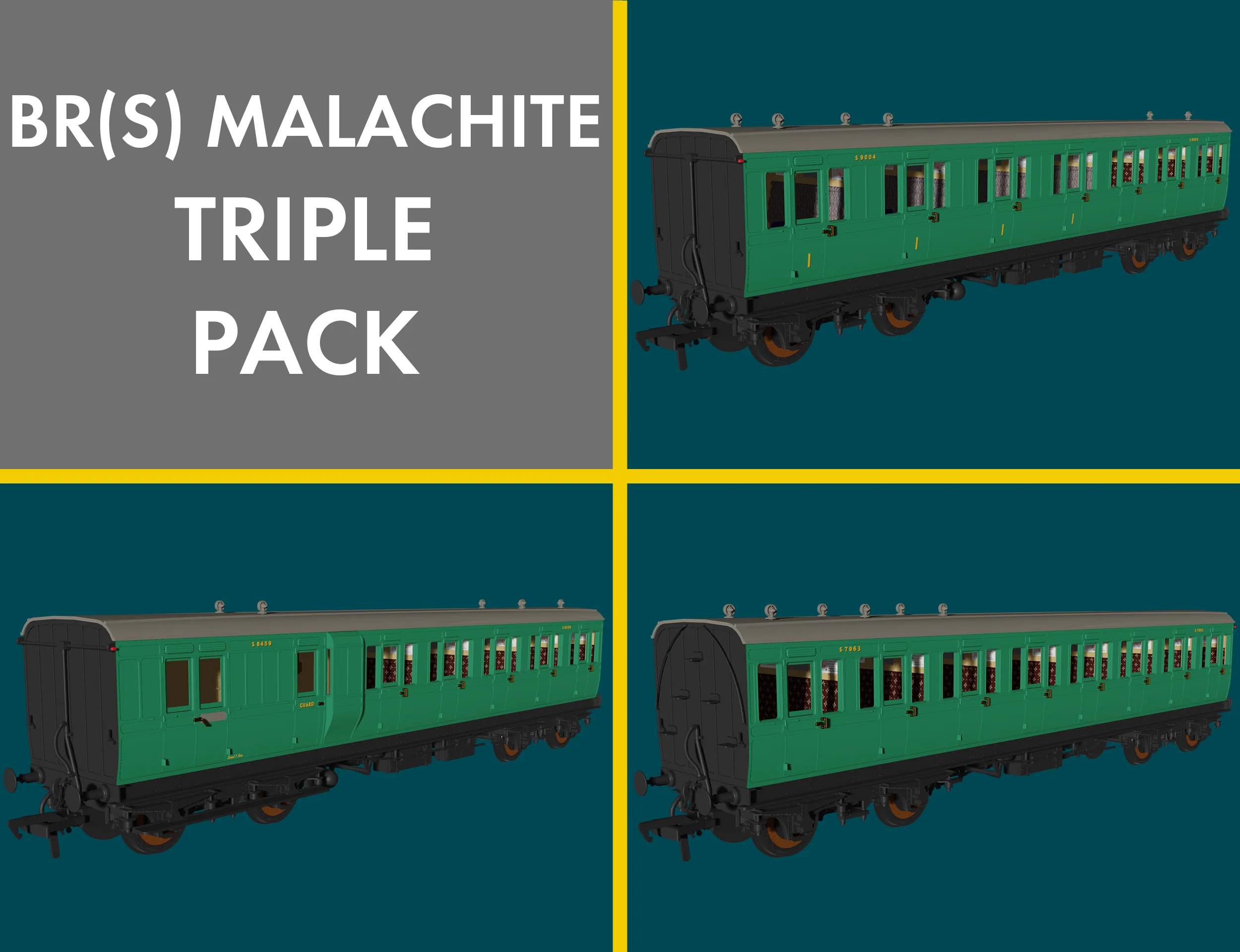 'Evolution' 48' BR Malachite Non-Corridor Carriage No.S8459, S7963 & S9004 Triple Pack - Image 6