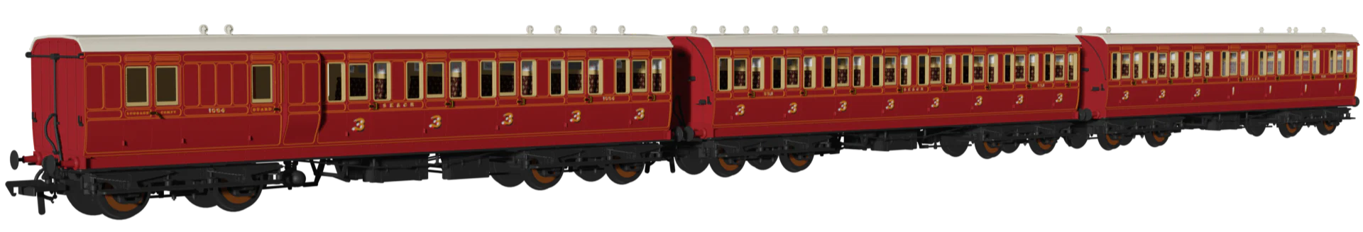 'Evolution' 48' SECR Red Non-Corridor Carriage No.1064, 883 & 1011 Triple Pack - Image 2