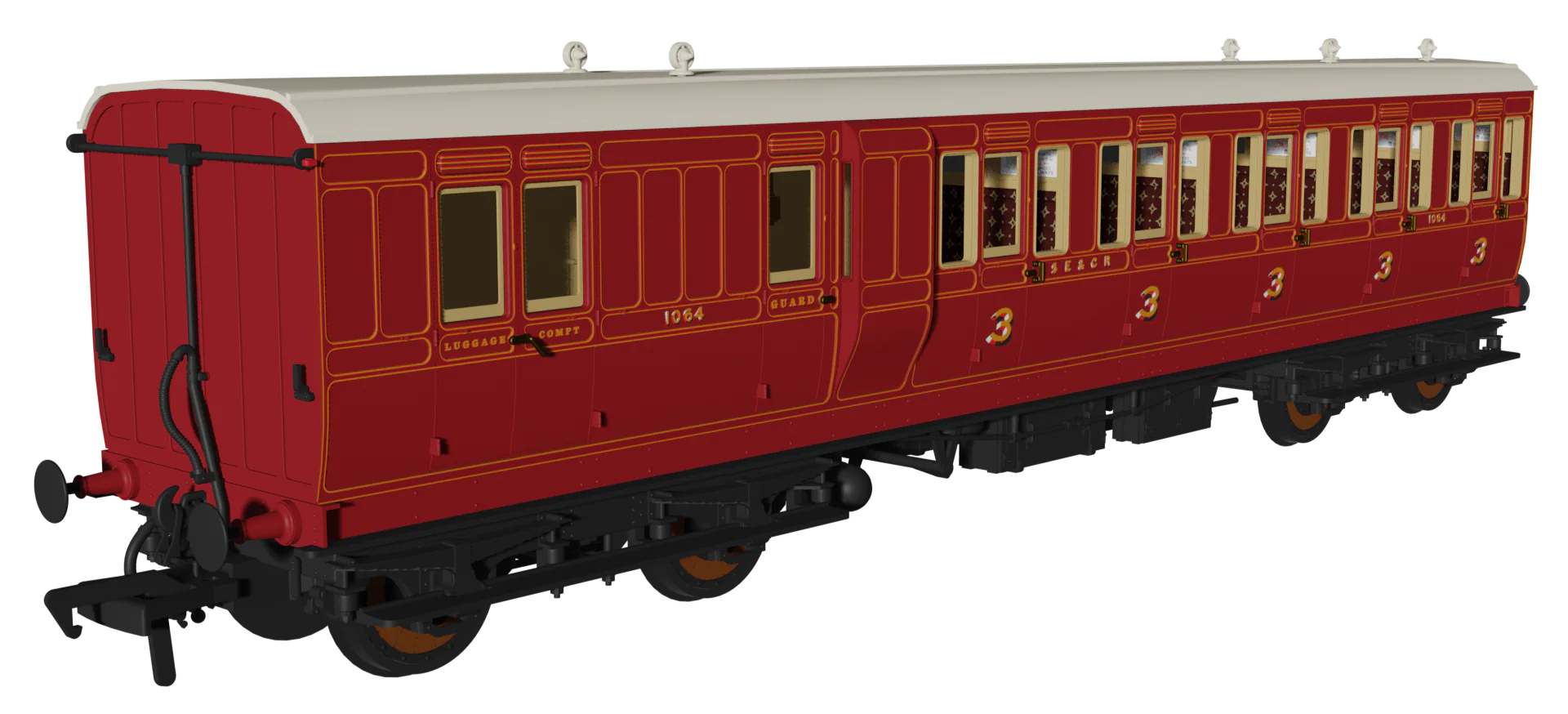 'Evolution' 48' SECR Red Non-Corridor Carriage No.1064, 883 & 1011 Triple Pack - Image 3