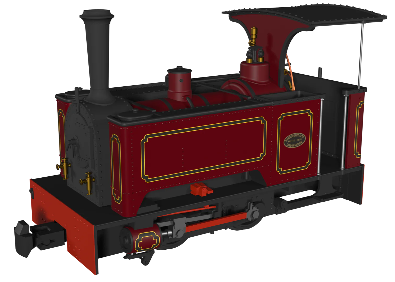 Sirdar Class 0-4-0 Kerr, Stuart & Co. Long-Tank Lined Maroon Steam Locomotive - DCC Fitted - Image 2