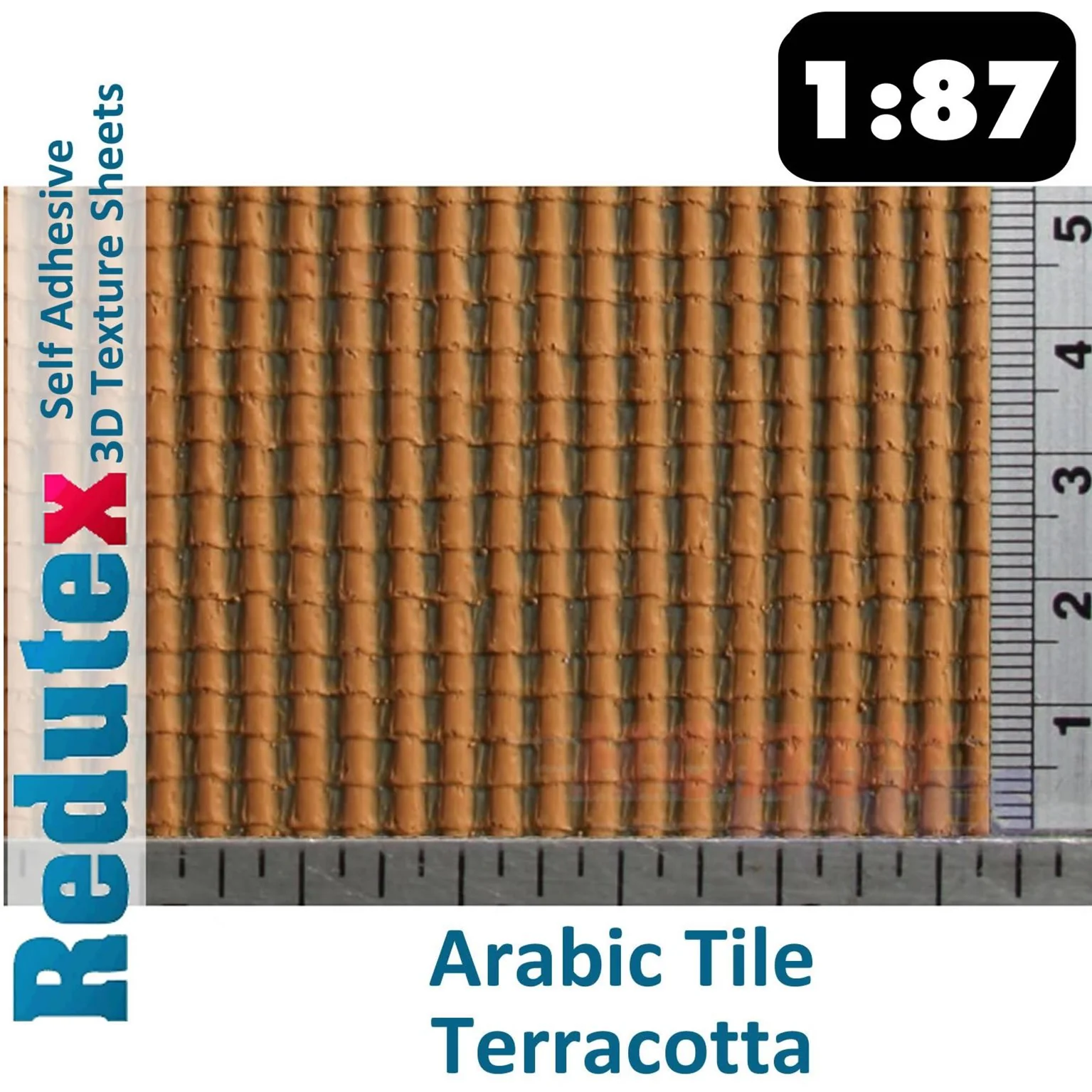 087TA112 Arabic TILE Terracotta HO/OO Self Adhesive 3D Textured Sheet