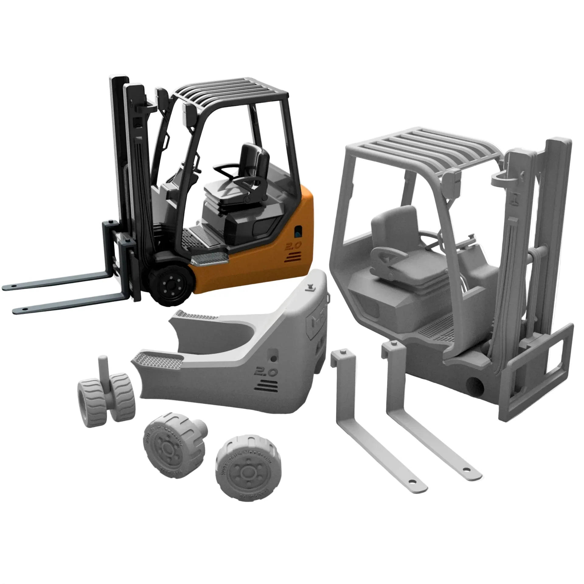 RRM175 OO Gauge Forklift v2 - Unpainted Model Kit - Image 2