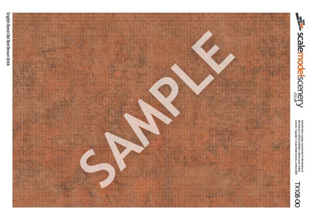 OO/HO Old Red Brown Brick Texture Paper (x5) - Image 2