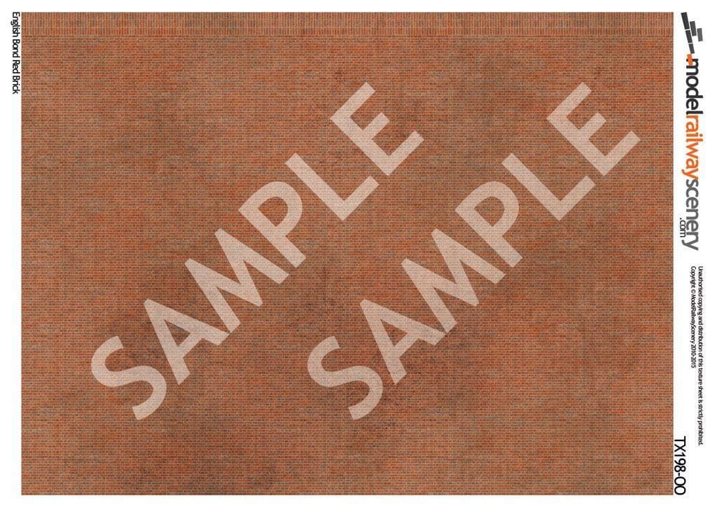 OO/HO English Bond Red Brick Texture Paper (x5) - Image 2