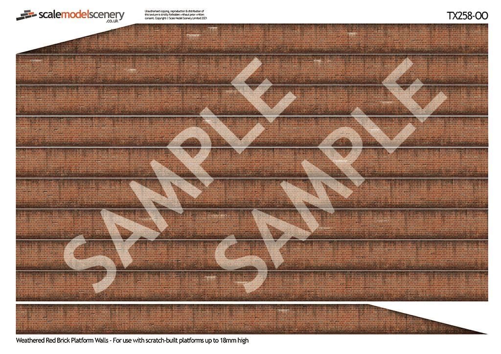 OO/HO English Bond Weathered Red Brick Platform Wall Wraps - Image 2